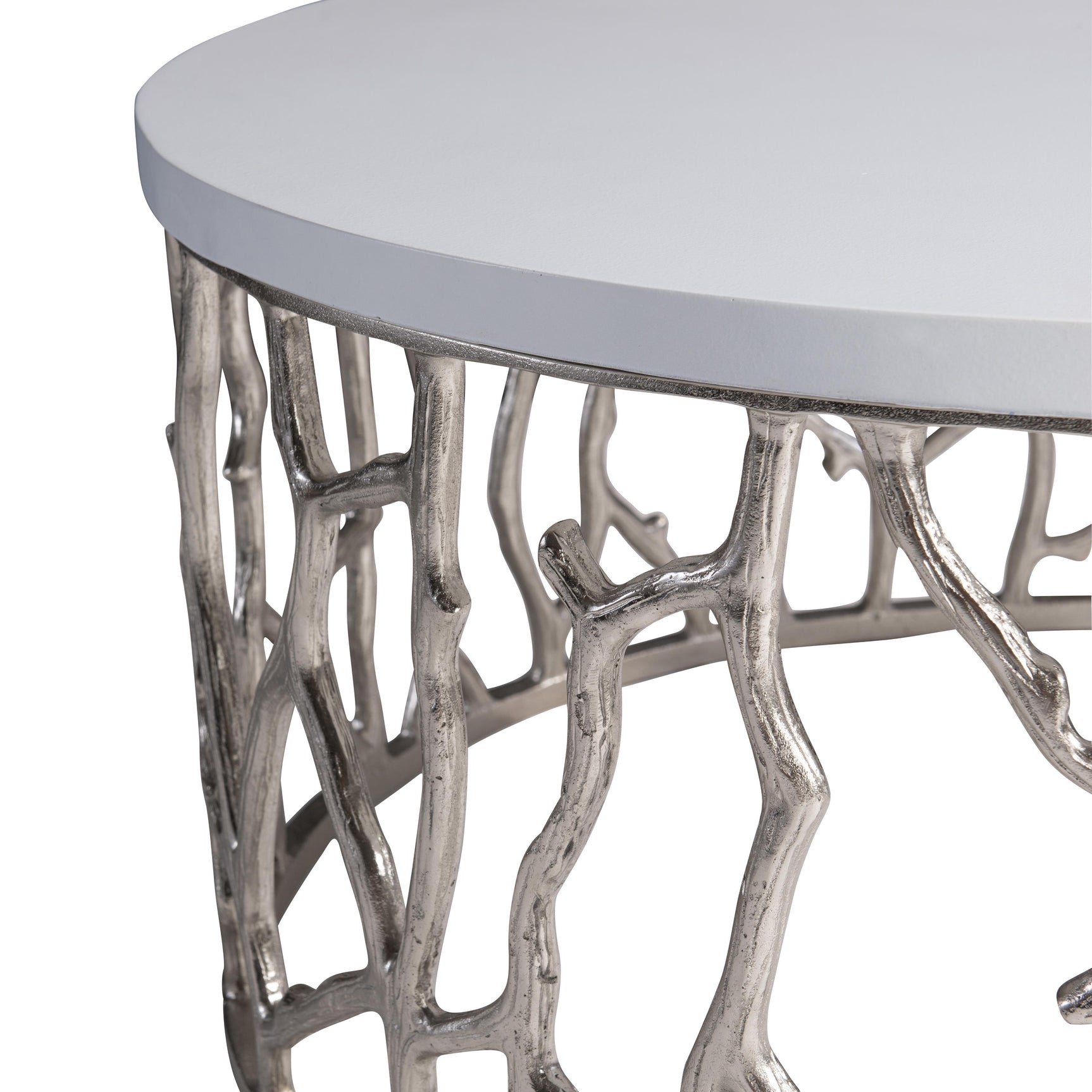 Milos Bone/Shiny Nickel Outdoor Cocktail Table - Ornate Home