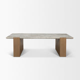 Milos Pink/Light Brown Marble Top Oak Wood Coffee Table - Ornate Home