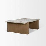 Milos Pink/Light Brown Marble Top Oak Wood Coffee Table - Ornate Home