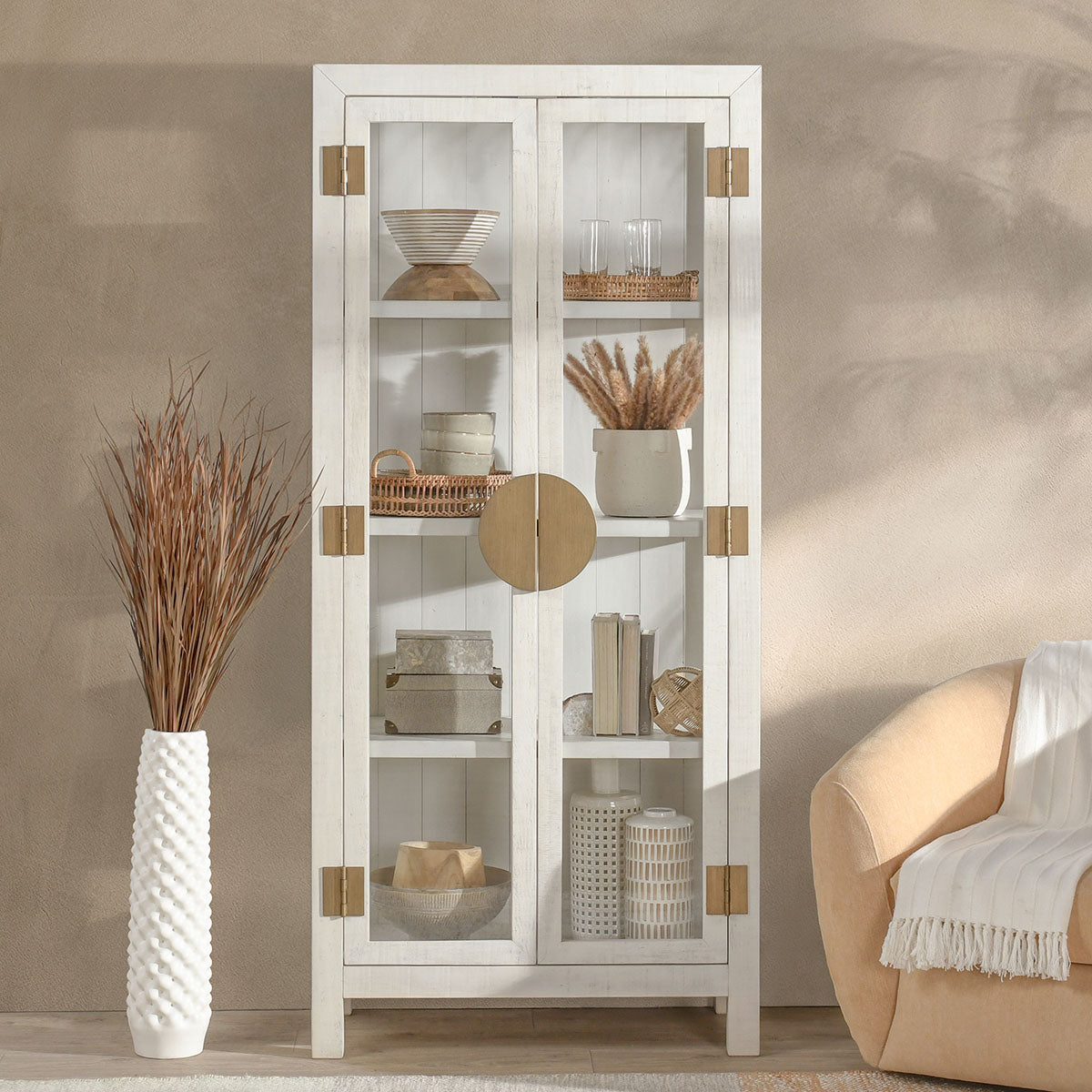 Milroy Antique White Tall Cabinet - Ornate Home