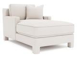 Mily White/Cream Fabric Chaise with Stitch Detail - Ornate Home