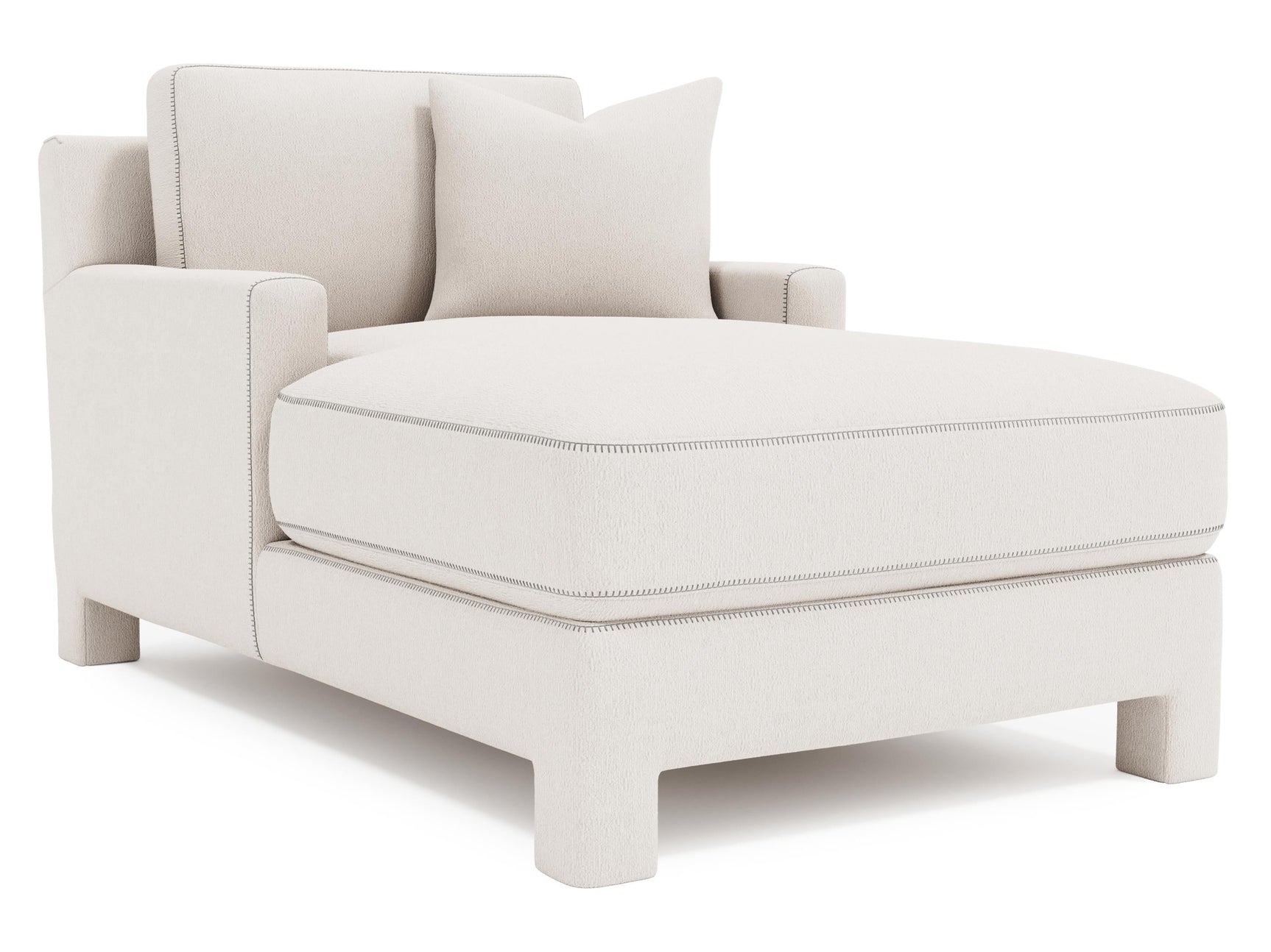 Mily White/Cream Fabric Chaise with Stitch Detail - Ornate Home