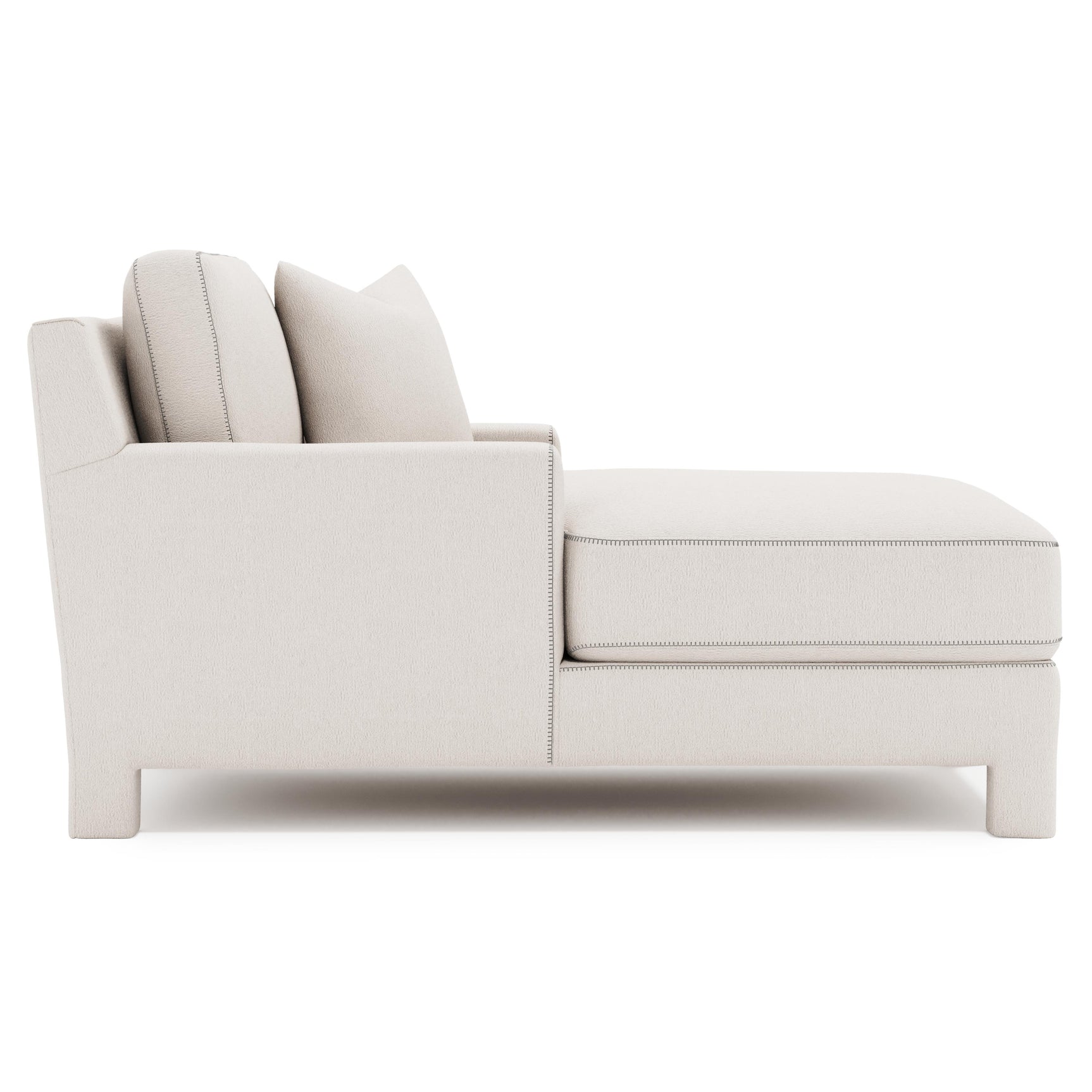 Mily White/Cream Fabric Chaise with Stitch Detail - Ornate Home
