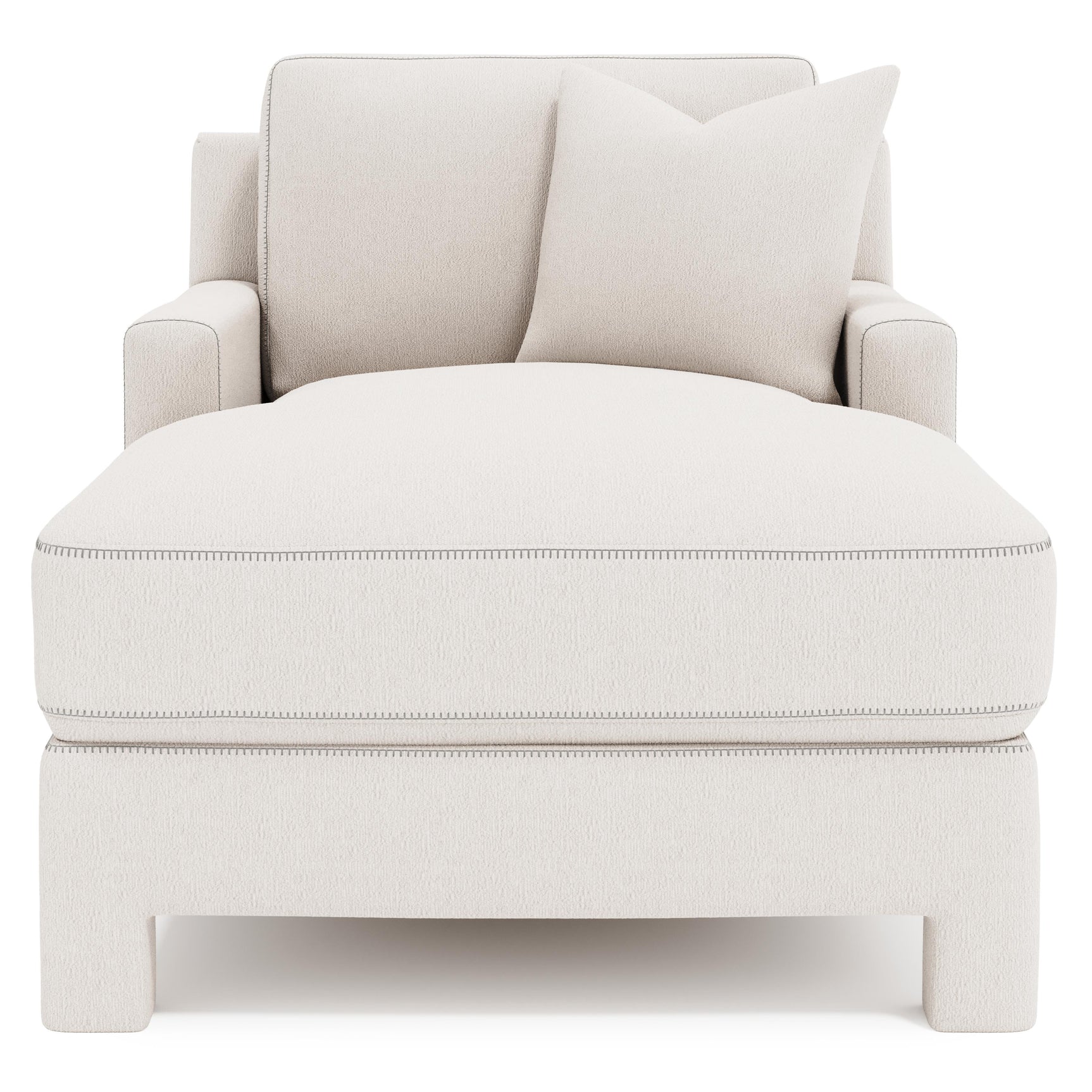 Mily White/Cream Fabric Chaise with Stitch Detail - Ornate Home