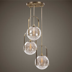 Mimas Brass 3 Light Cluster Pendant - Ornate Home