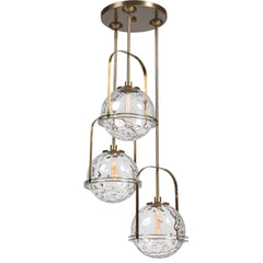 Mimas Brass 3 Light Cluster Pendant - Ornate Home