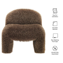 Mina Brown Faux Fur Accent Chair - Ornate Home