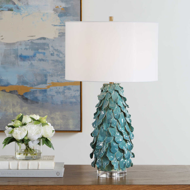 Mina Teal Blue Table Lamp - Ornate Home