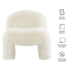 Mina White Faux Fur Accent Chair - Ornate Home