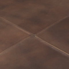 Minara Brown 36" Square Leather Wrapped with Wood Base Ottoman - Ornate Home