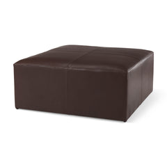 Minara Dark Brown Square Leather Wrapped Ottoman - Ornate Home