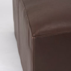 Minara Dark Brown Square Leather Wrapped Ottoman - Ornate Home