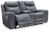 Mindanao Steel Power Reclining Loveseat w/ Console - Ornate Home