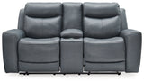 Mindanao Steel Power Reclining Loveseat w/ Console - Ornate Home