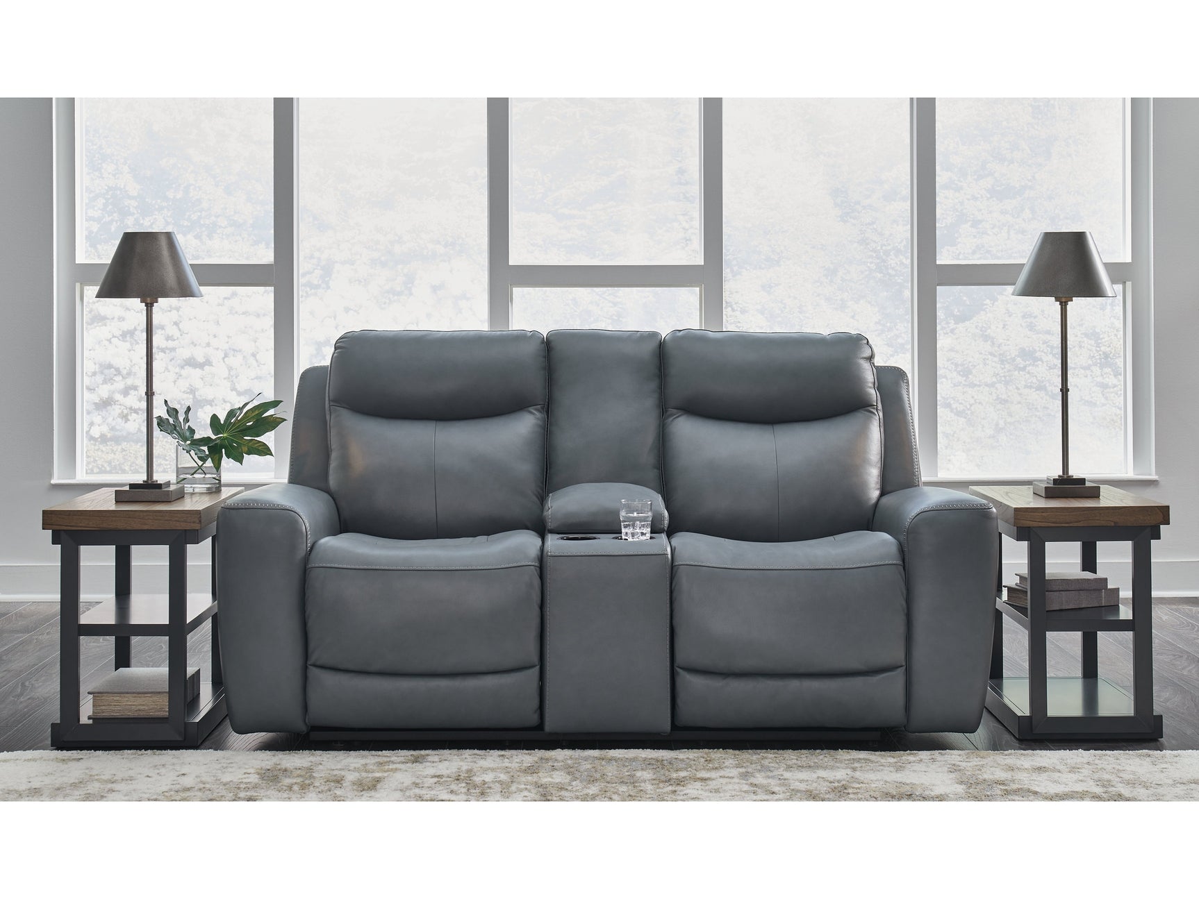 Mindanao Steel Power Reclining Loveseat w/ Console - Ornate Home