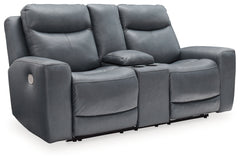 Mindanao Steel Power Reclining Loveseat w/ Console - Ornate Home