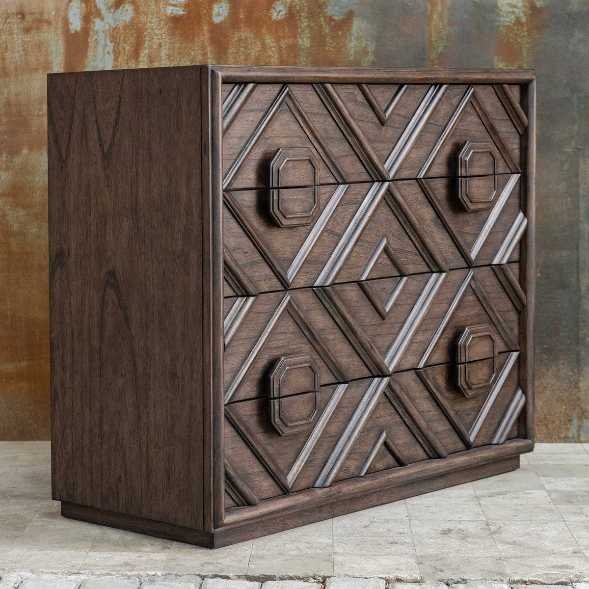 Mindra Bronze/Woodtone Drawer Chest - Ornate Home