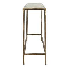 Minerva Brass/Gray/White Marble Top Console Table - Ornate Home