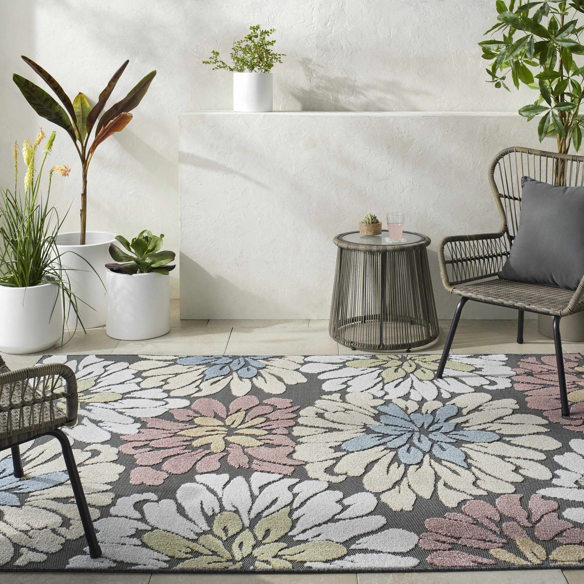 Minga Charcoal Outdoor Area Rug - Clearance - Ornate Home