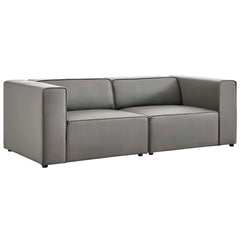 Mingle Gray 2-Piece Vegan Leather Sectional Sofa Loveseat - Ornate Home
