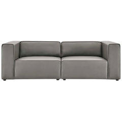 Mingle Gray 2-Piece Vegan Leather Sectional Sofa Loveseat - Ornate Home