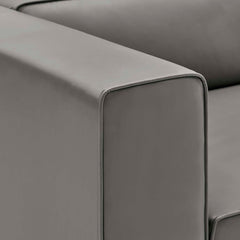 Mingle Gray 2-Piece Vegan Leather Sectional Sofa Loveseat - Ornate Home