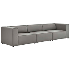 Mingle Gray 3-Piece Vegan Leather Sectional Sofa - Ornate Home
