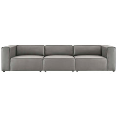 Mingle Gray 3-Piece Vegan Leather Sectional Sofa - Ornate Home