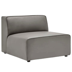 Mingle Gray 3-Piece Vegan Leather Sectional Sofa - Ornate Home