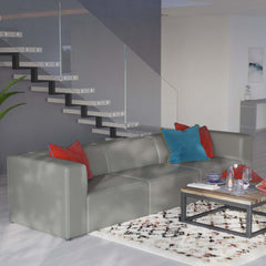 Mingle Gray 3-Piece Vegan Leather Sectional Sofa - Ornate Home