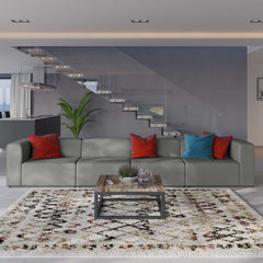 Mingle Gray 4-Piece Vegan Leather Sectional Sofa - Ornate Home