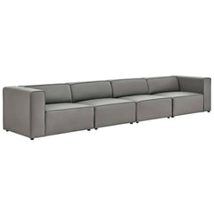 Mingle Gray 4-Piece Vegan Leather Sectional Sofa - Ornate Home