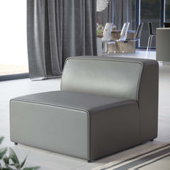 Mingle Gray Vegan Leather Armless Chair - Ornate Home