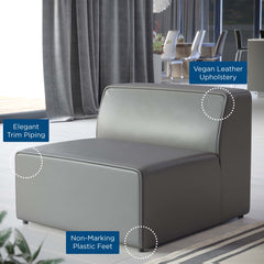 Mingle Gray Vegan Leather Armless Chair - Ornate Home