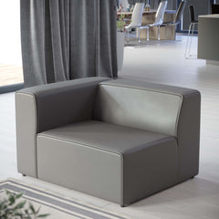 Mingle Gray Vegan Leather Left-Arm Chair - Ornate Home