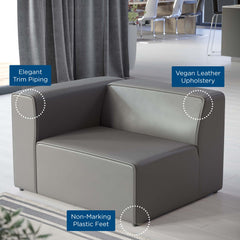 Mingle Gray Vegan Leather Left-Arm Chair - Ornate Home