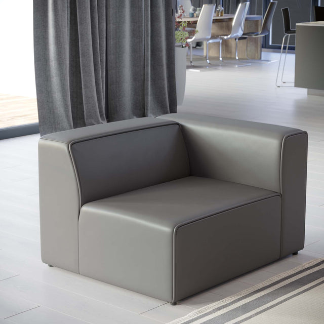 Mingle Gray Vegan Leather Right-Arm Chair - Ornate Home