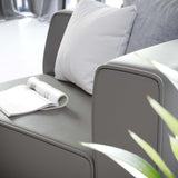 Mingle Gray Vegan Leather Right-Arm Chair - Ornate Home