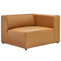 Mingle Tan 2-Piece Vegan Leather Sectional Sofa Loveseat - Ornate Home