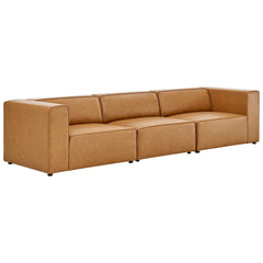 Mingle Tan 3-Piece Vegan Leather Sectional Sofa - Ornate Home