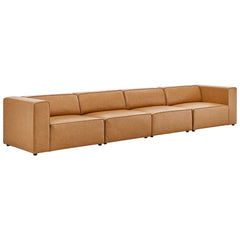 Mingle Tan 4-Piece Vegan Leather Sectional Sofa - Ornate Home
