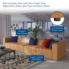 Mingle Tan 4-Piece Vegan Leather Sectional Sofa - Ornate Home