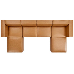 Mingle Tan 4-Piece Vegan Leather Sofa and 2 Ottomans Set - Ornate Home