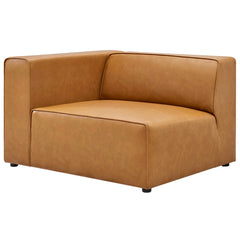 Mingle Tan 5-Piece Vegan Leather Sectional Sofa - Ornate Home