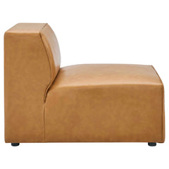 Mingle Tan 5-Piece Vegan Leather Sectional Sofa - Ornate Home