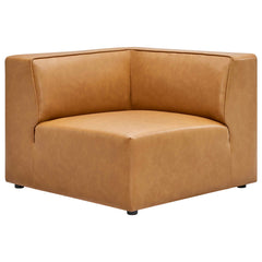 Mingle Tan 5-Piece Vegan Leather Sectional Sofa - Ornate Home