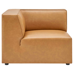Mingle Tan 5-Piece Vegan Leather Sectional Sofa - Ornate Home
