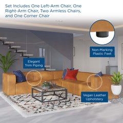 Mingle Tan 5-Piece Vegan Leather Sectional Sofa - Ornate Home