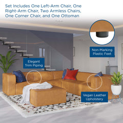 Mingle Tan 6-Piece Vegan Leather Furniture Set - Ornate Home