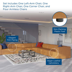 Mingle Tan 7-Piece Vegan Leather Sectional Sofa - 148x148" - Ornate Home